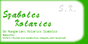 szabolcs kolarics business card